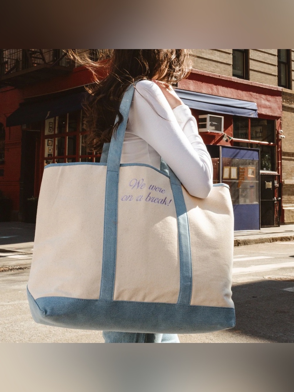 Stoney Clover Lane X Friends "We Were On A Break" Large Canvas Tote Bag
